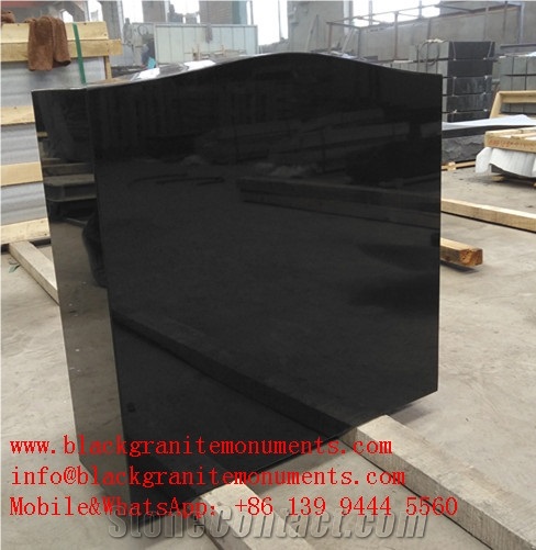 China Absolute Black Granite American Style Polished Monument & Tombstone P5 Upright Headstone