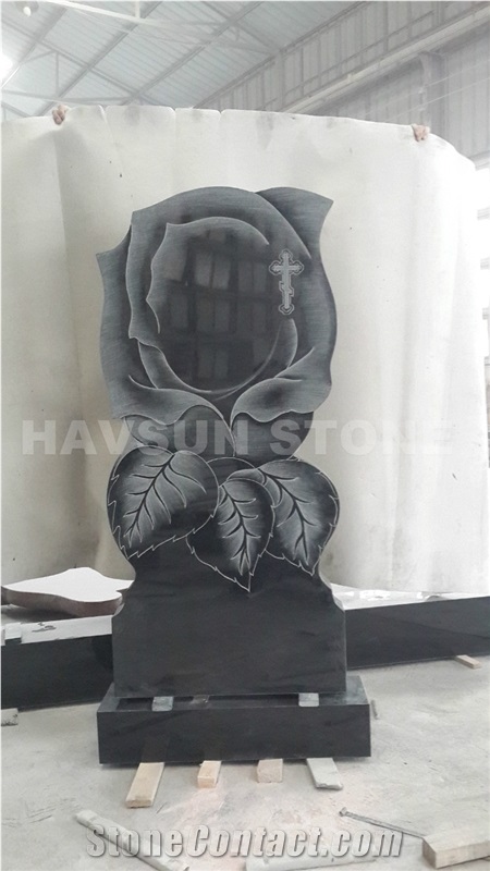 Etched Rose Shape Headstone/Monument/Tombstone