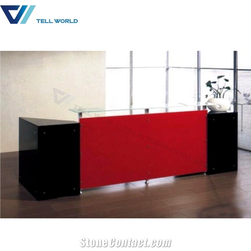 2 Person Office Workstation Acrylic Reception Counter
