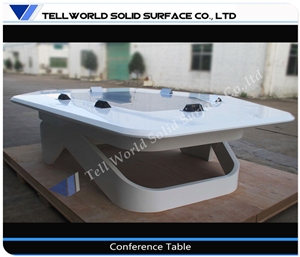 2017 Modern Pure White Acrylic Video Meeting Room Conference Working Table