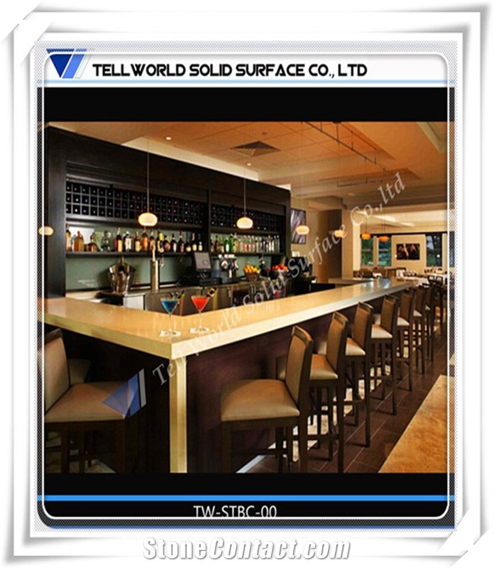 2017 Popular Artificial Stone Wood Style Restaurant Bar Counter Design