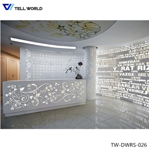 Artificial Stone Solid Surface Straight Shape Office Counter Design Front Desk