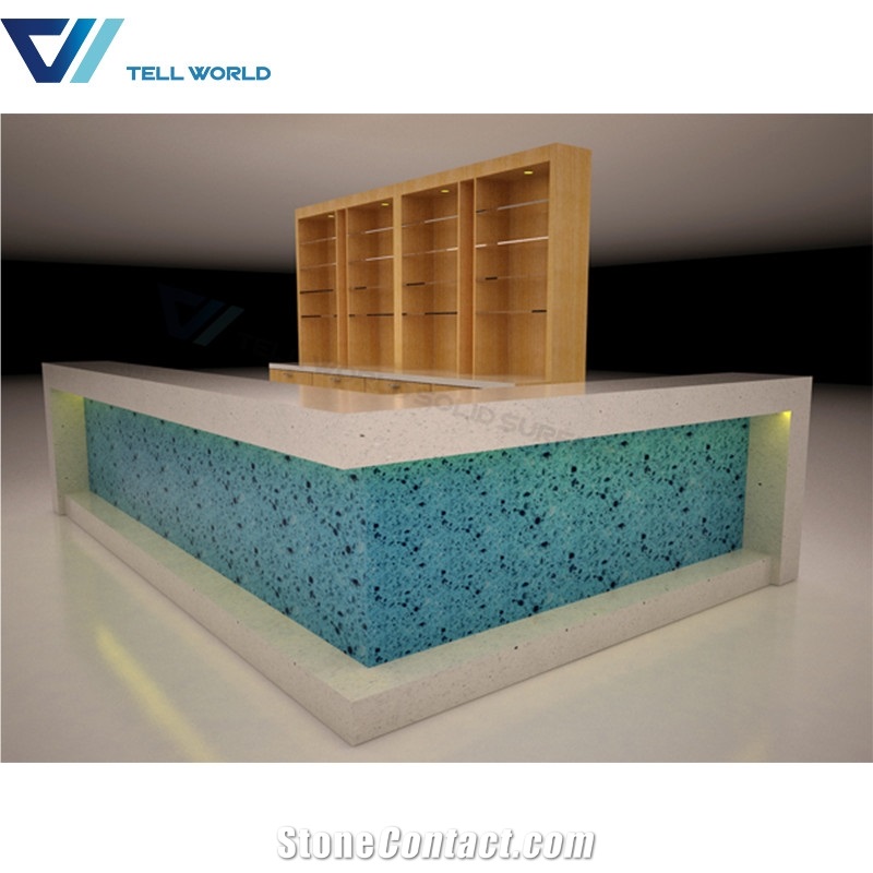 Commercial Artificial Marble Lighted Modern Bar Counter