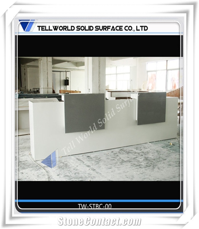 Dupont Corian Type White and Black Commercial Furniture Bar Counter