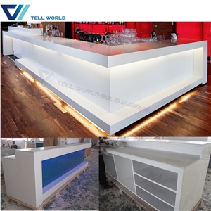 Europen Design Curved Solid Surface Commercial Bar Counter