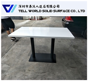 Modified Acrylic Top Restaurant Table with Stainless Steel Base