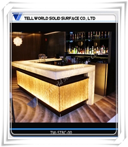 Tell World Translucent Acrylic Led Club Bar Counter with Back Cabinet