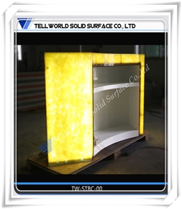 Tell World Translucent Acrylic Led Club Bar Counter with Back Cabinet