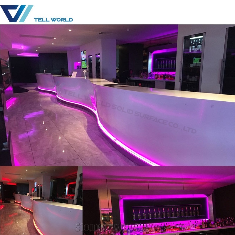 Western Bar Counter Furniture Led Artificial Marble Bar Counter Design Bar Counter