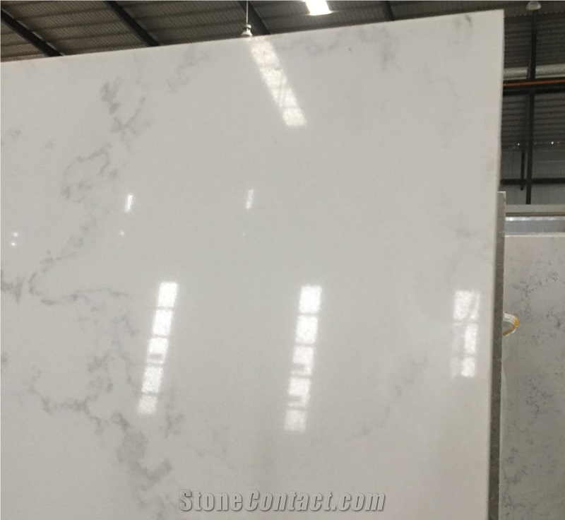 Chinese Agglomerated White Marble Like Quartz Stone Slab with Sgs Certificate