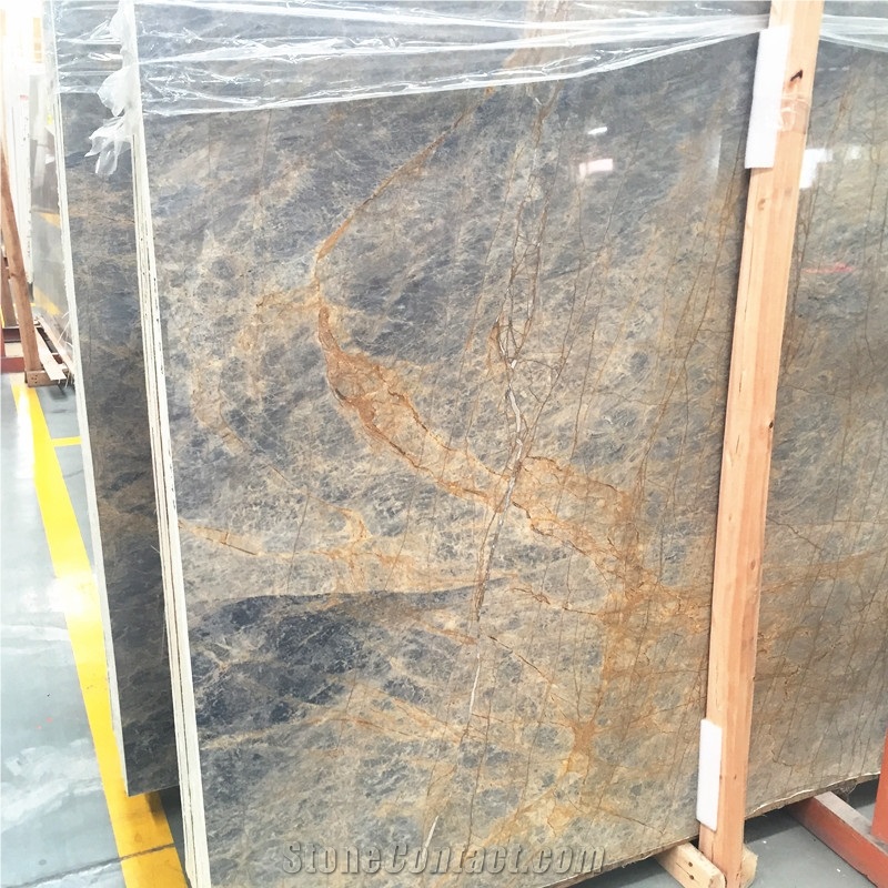 China Blue Marble with Golden Waves Marina Lady Marble Marina Blue Marble Stone
