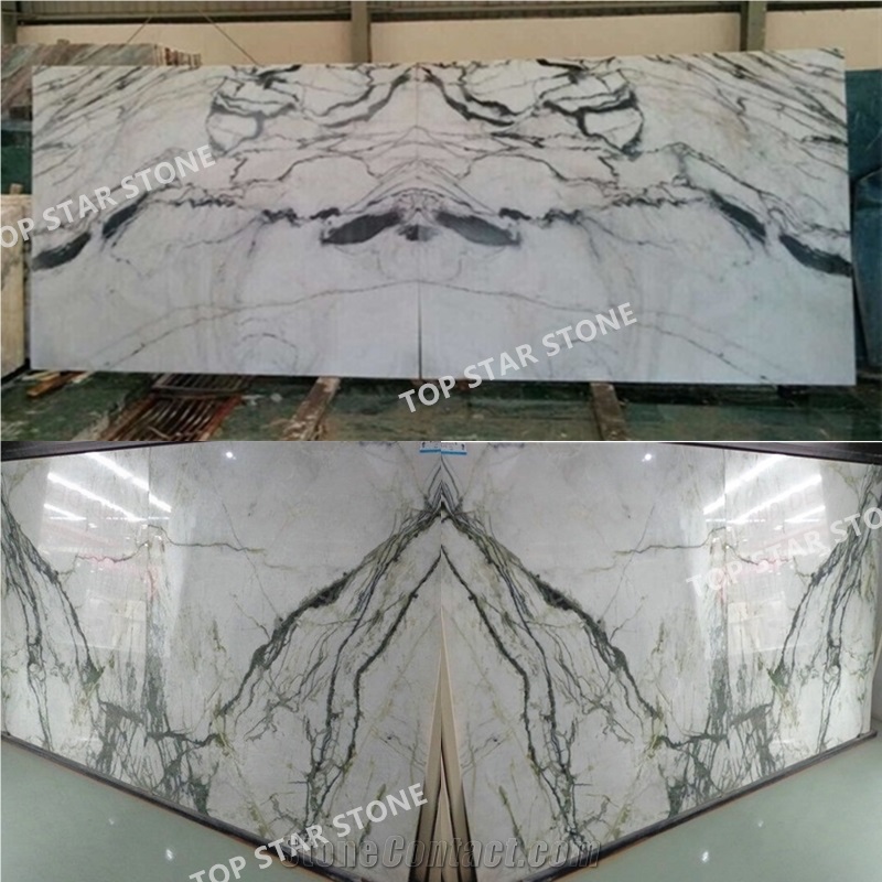 China White Marble with Green Veins Clivia Marble Tiles Clivia White Marble Flooring Tiles