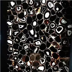 Translucent Luxuriuos Black Agate Black Gemstone Slabs