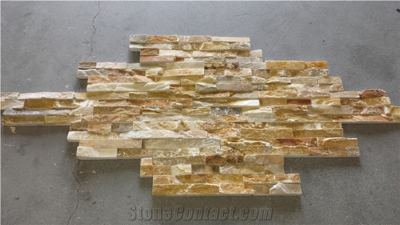 Yellow Rough Surface Panel 60x15x1.5-2.5cm. Wall Cladding , Thin Stone Veneer, Stone Wall Decor. Ledge Stone,Flexible Stone Veneer