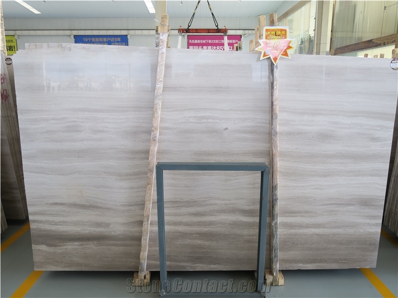China Wood Marble Quarry Owner Wooden White ,White Wooden ,White Wood Marble Light Gray Serpeggiante Marble Slab