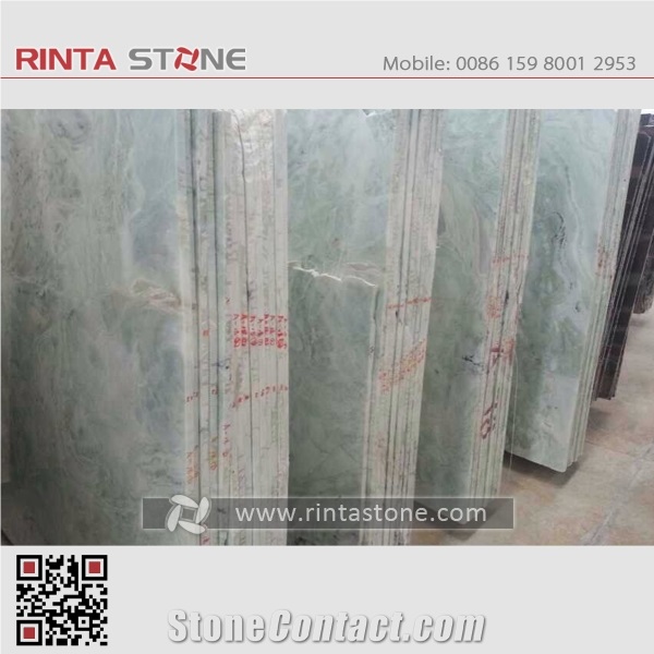 Emerald Valley Onyx Slabs Tiles China Chinese Light Green White Natural Stone