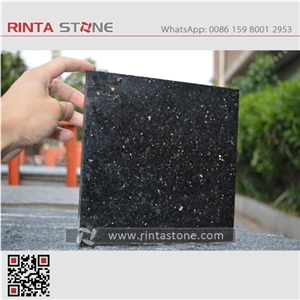 India Black Gold Star Galaxy Granite Natural Spark Black Warangal Nero Stone Slab Wall Thin Tile for Floor Covering
