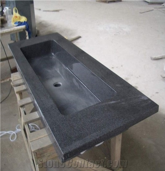 G654 Rectangle Basins,Dark Grey Granite Vessel Sinks,Grey Granite Bathroom Sinks,Farm Sinks,Natural Stone Wash Basins