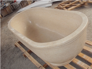 Galala Beige Bathtubs,Beige Marble Natural Stone Oval Bath Tub，Golden Cream Marble Bthtubs