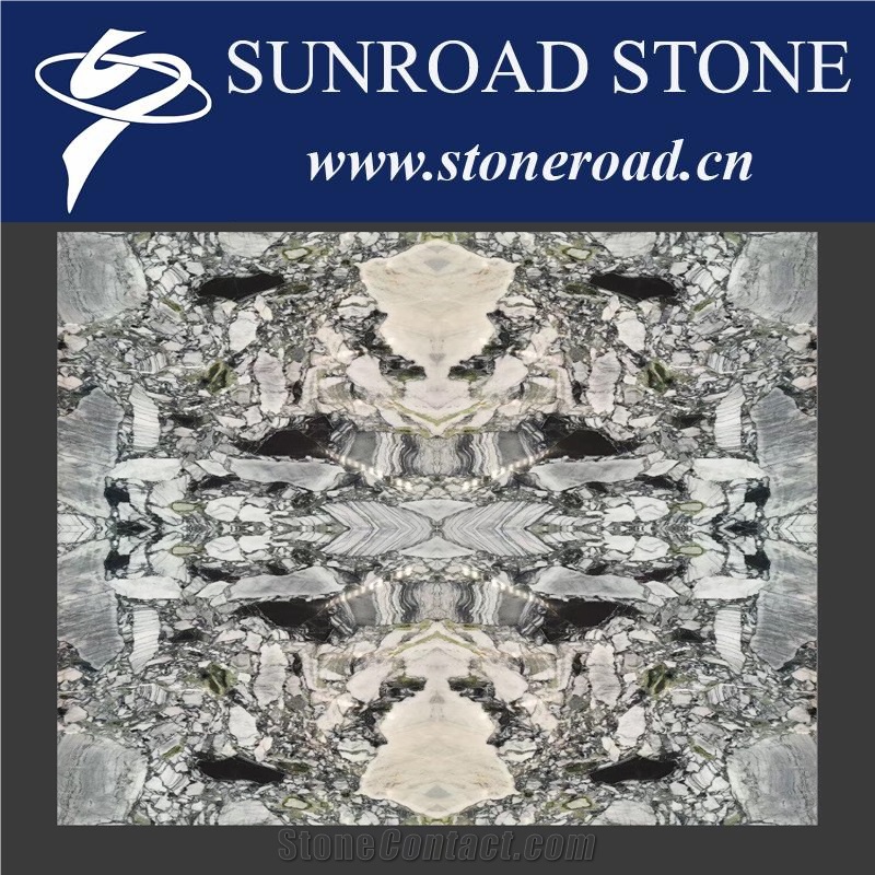 Ice Connect Marble Slabs, Wall Covering Tiles, Cold Jade Pattern, Emerald Natural Stone