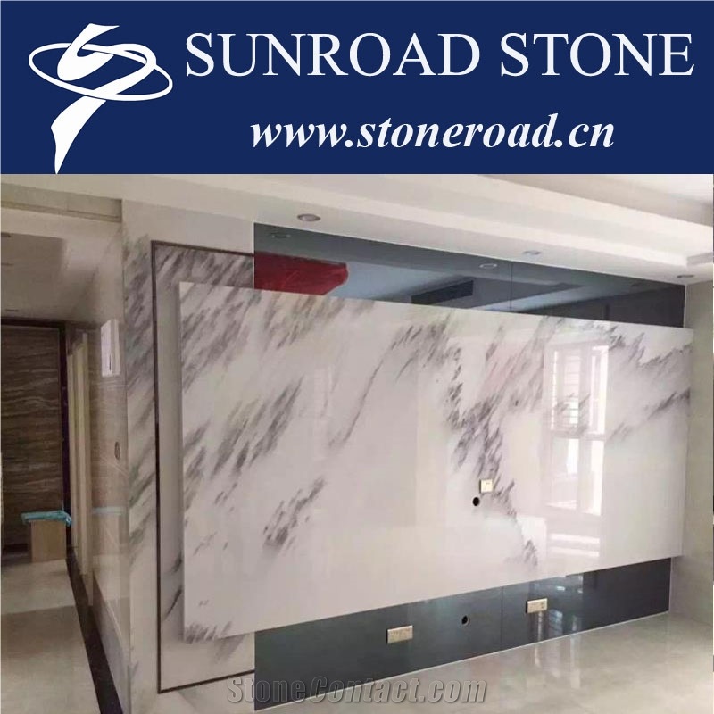 Landscape White Marble, White Marble with Ink,