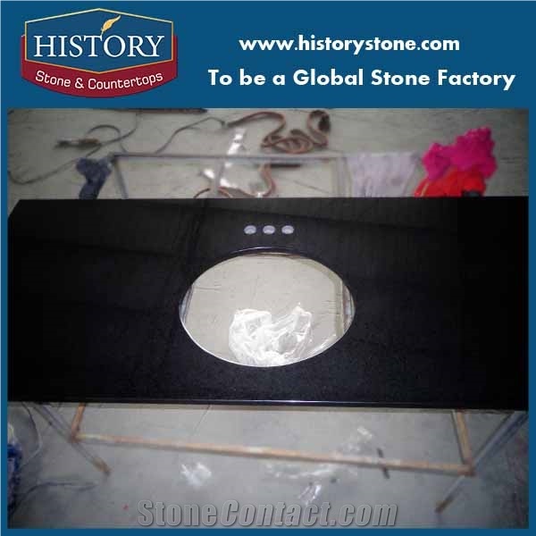 China Own Factory Natural Stone G684 Black Basalt,, Black Pearl Granite Kitchen Countertop,Polishing Bathroom Countertops, Vanity Tops, Cut-To-Size, Fuding Black Granite Kitchen Countertops