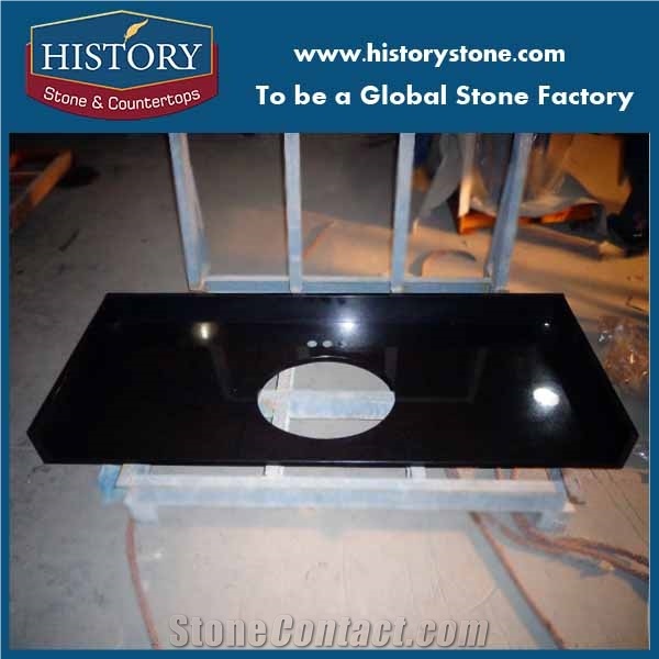China Own Factory Natural Stone G684 Black Basalt,, Black Pearl Granite Kitchen Countertop,Polishing Bathroom Countertops, Vanity Tops, Cut-To-Size, Fuding Black Granite Kitchen Countertops