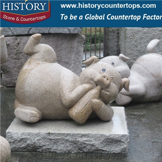 Garden Granite Sculptures with Customized Design , Landscape Animal Statues for Exterior Decoration