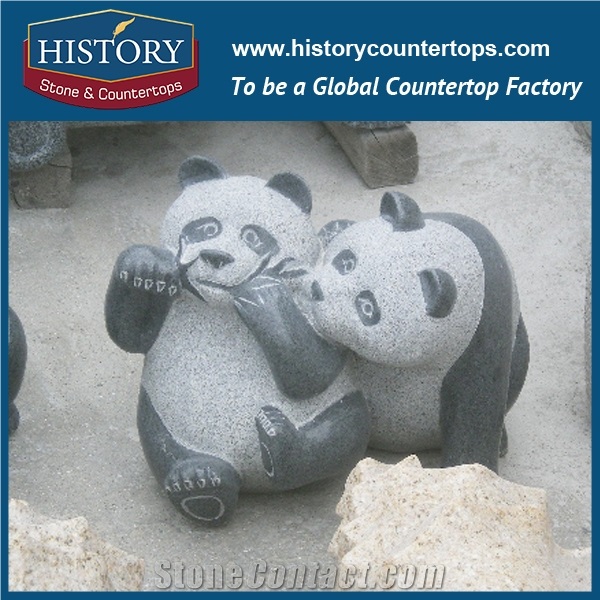 Granite Stone Animal for Home Decoration, Small Panda Stone Statue for Interior and Exterior Decoration