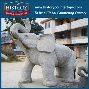 Handcarves Natural Stone Granite Elephant Animal Sculptures for Outdoor Decoration, Stone Statues for Garden Decoration