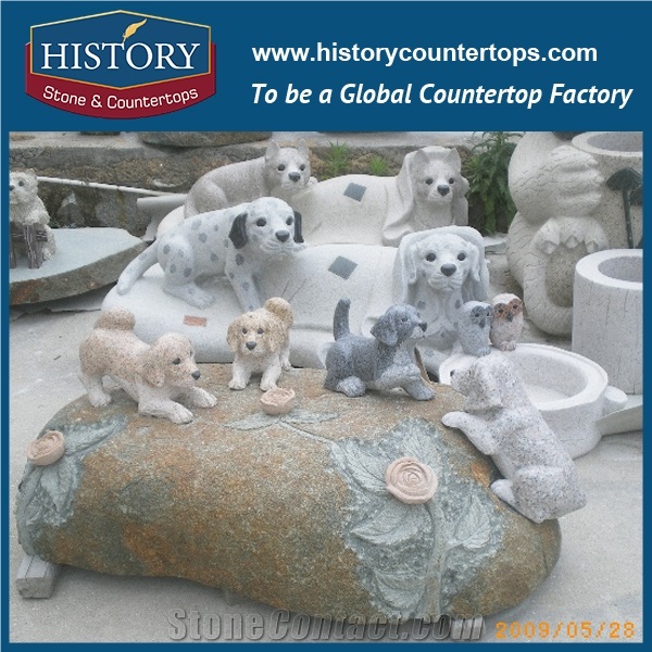Head Stone Cute Animal Sculptures for Building Decoration, Handcarved Natural Granite Statues for Garden Decoration