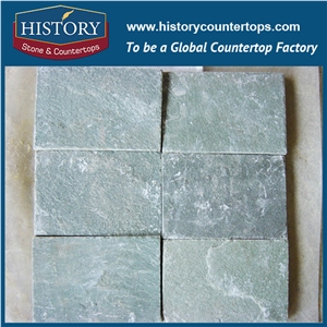 Historystone Green Slate Slabs Cutting to Wall/Floor Tiles Covering the Garden