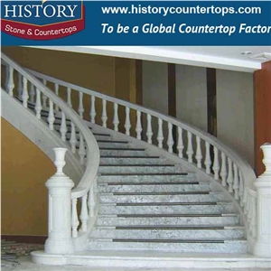 Historystone Marble Stair Railings with White Marble Shipping on Time