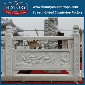 Historystone Marble Stair Railings with White Marble Shipping on Time