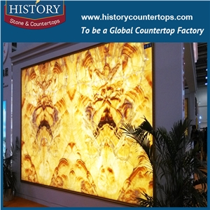 Honey Yellow Marble Onyx Slab Tv Background Tile Transparent Panel Bathroom