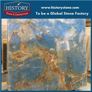 Natural Translucent Onyx Stone Slab,Blue Onyx Stone Slab,Backlit Blue Jade Stone