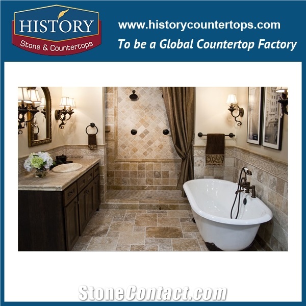 Super White Travertine Slab,Ivory Travertine Cut to Size Tile Bathroom Flooring