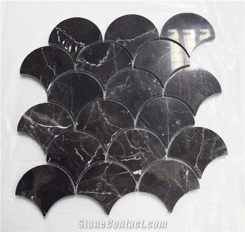 Irregular Shap Dark Emperador Mosaic Fish Scale Mosaic Tile for Floor Tile