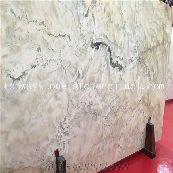Landscaping White Onyx Slabs&Tiles with Green Veins