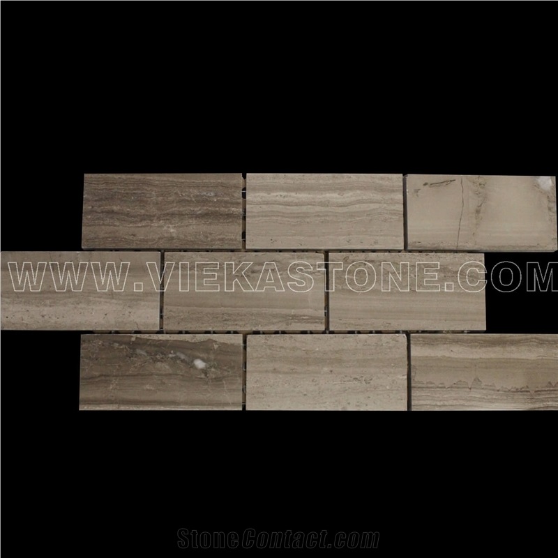 Athens Grey Wooden Marble Mosaic Tile Brick Polished for Interior Kitchen, Bathroom, Backsplash Wall Floor Covering