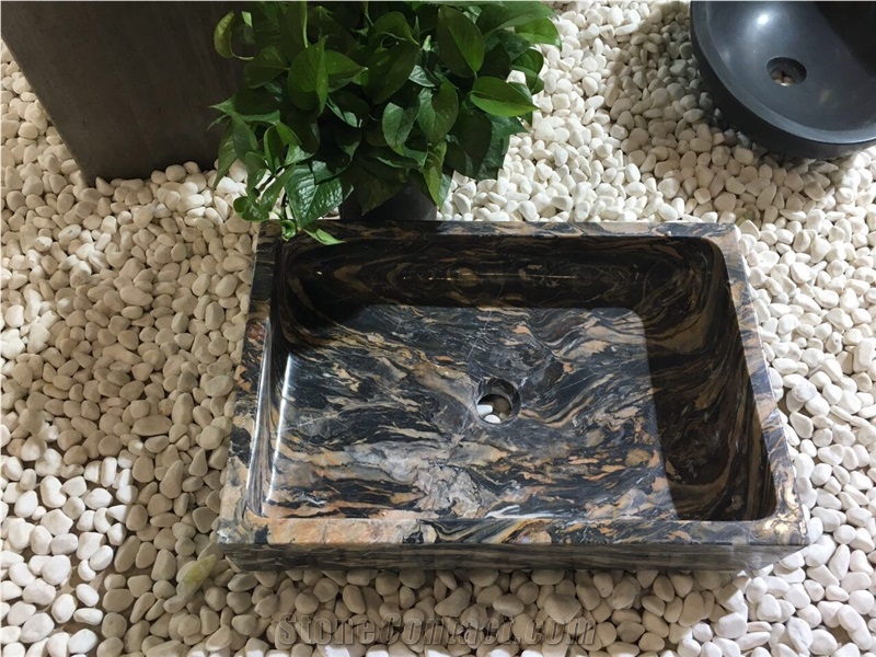 Iranian Green Marble Van Gogh Rectangular Washing Basins, Man-Made Vanity Sinks, Bathroom Sinks, Natural Stone Washbasins