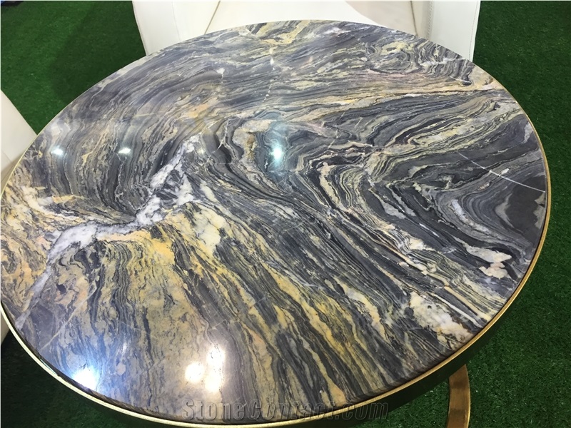 Iranian Natural Green Marble Van Gogh Tabletop, Polished Round Table Tops, Coffee Table Tops for Hotel Buildings, Restaurant and Coffee Shops