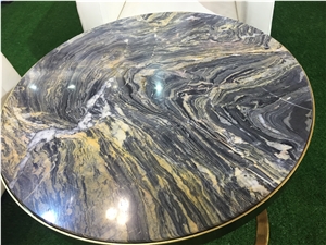 Iranian Natural Green Marble Van Gogh Tabletop, Polished Round Table Tops, Coffee Table Tops for Hotel Buildings, Restaurant and Coffee Shops