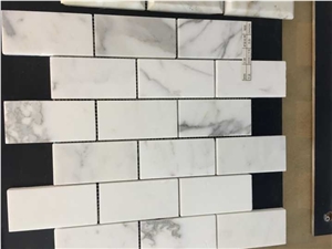 Polished Carrara White Marble Mosaics, Type No. Bc-M1009, Can Be Made Of Calacatta White/Statuario, Bianco Dolomiti, Italy Grey, Carrara Grey Marble