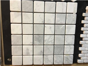 Polished Carrara White Marble Mosaics, Type No. Bc-M2002, Can Be Made Of Calacatta White/Statuario, Bianco Dolomiti, Italy Grey, Carrara Grey Marble