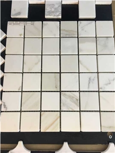 Polished Carrara White Marble Mosaics,Type No. Bc-M2006, Can Be Made Of Calacatta White/Statuario, Bianco Dolomiti, Italy Grey, Carrara Grey Marble