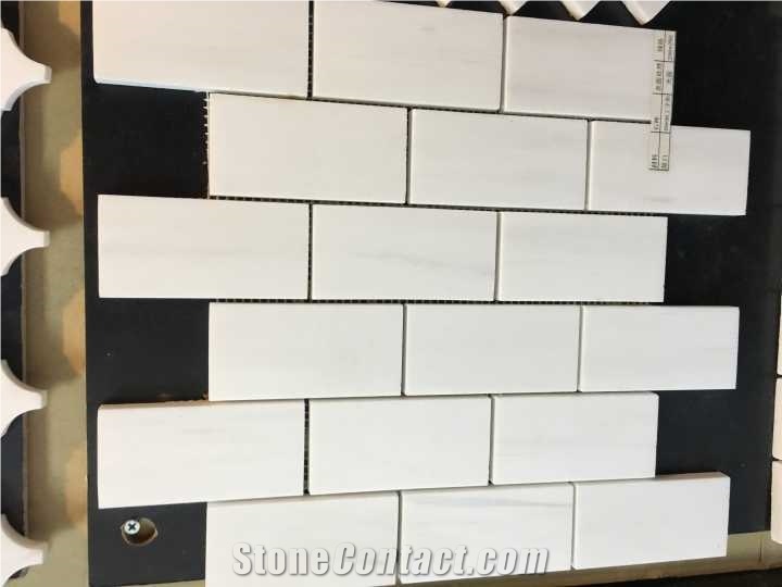 Polished Carrara White Marble Mosaics, Type No. Bc-M2009, Can Be Made Of Calacatta White/Statuario, Bianco Dolomiti, Italy Grey, Carrara Grey Marble