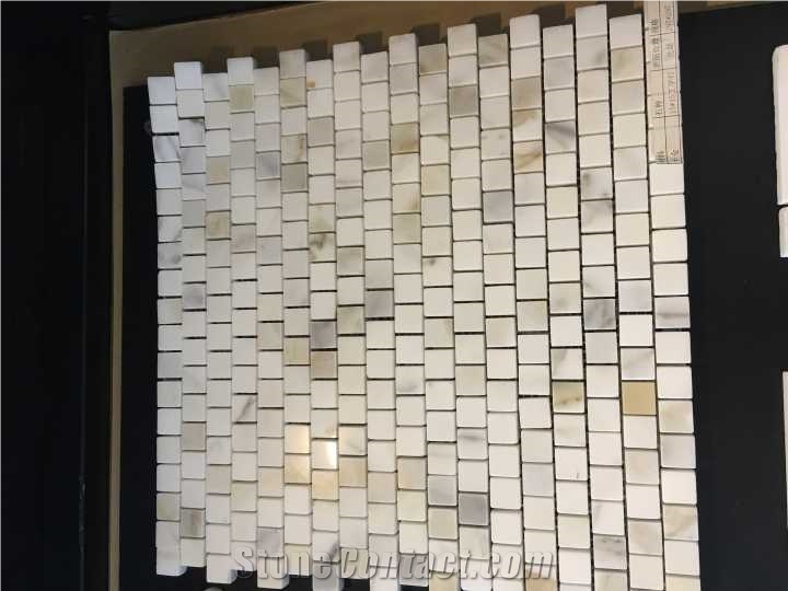 Polished Carrara White Marble Mosaics, Type No. Bc-M2010, Can Be Made Of Calacatta White/Statuario, Bianco Dolomiti, Italy Grey, Carrara Grey Marble