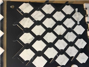 Polished Mosaics Mixed with Multicolor Marble,Type No. Bc-Mc1201,Can Be Made Of White and Black Marble,White and Grey Marble, Accept Customized Colors