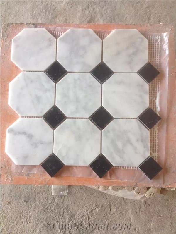 Polished Mosaics Mixed with Multicolor Marble,Type No. Bc-Mc1206,Can Be Made Of White and Black Marble,White and Grey Marble, Accept Customized Colors